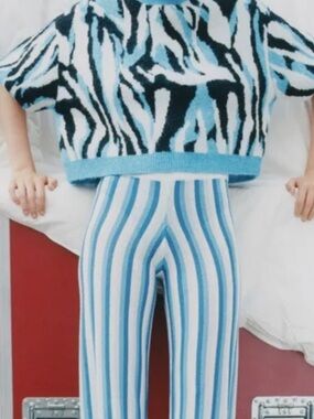 Zara Blue Zebra Knit Sweater